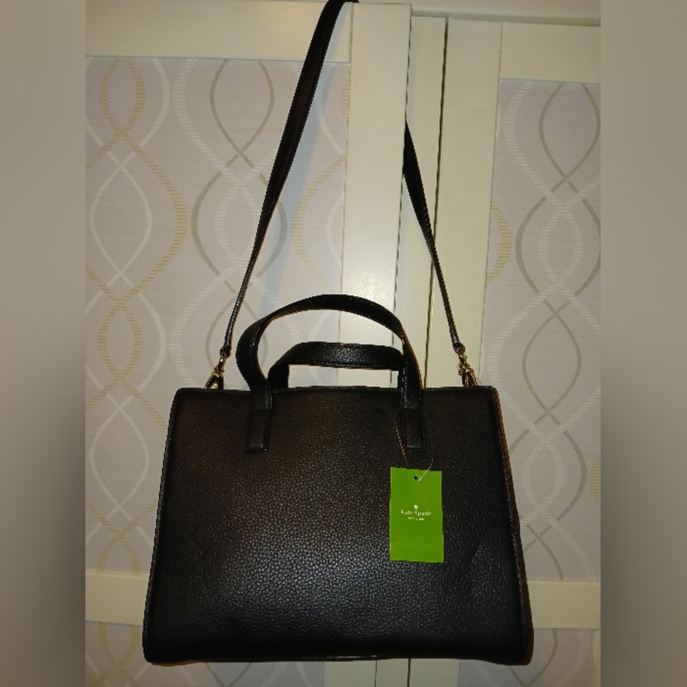 Kate Spade Chantal Bridge Place Bow Satchel Black Leather Handbag - Picture 7 of 13